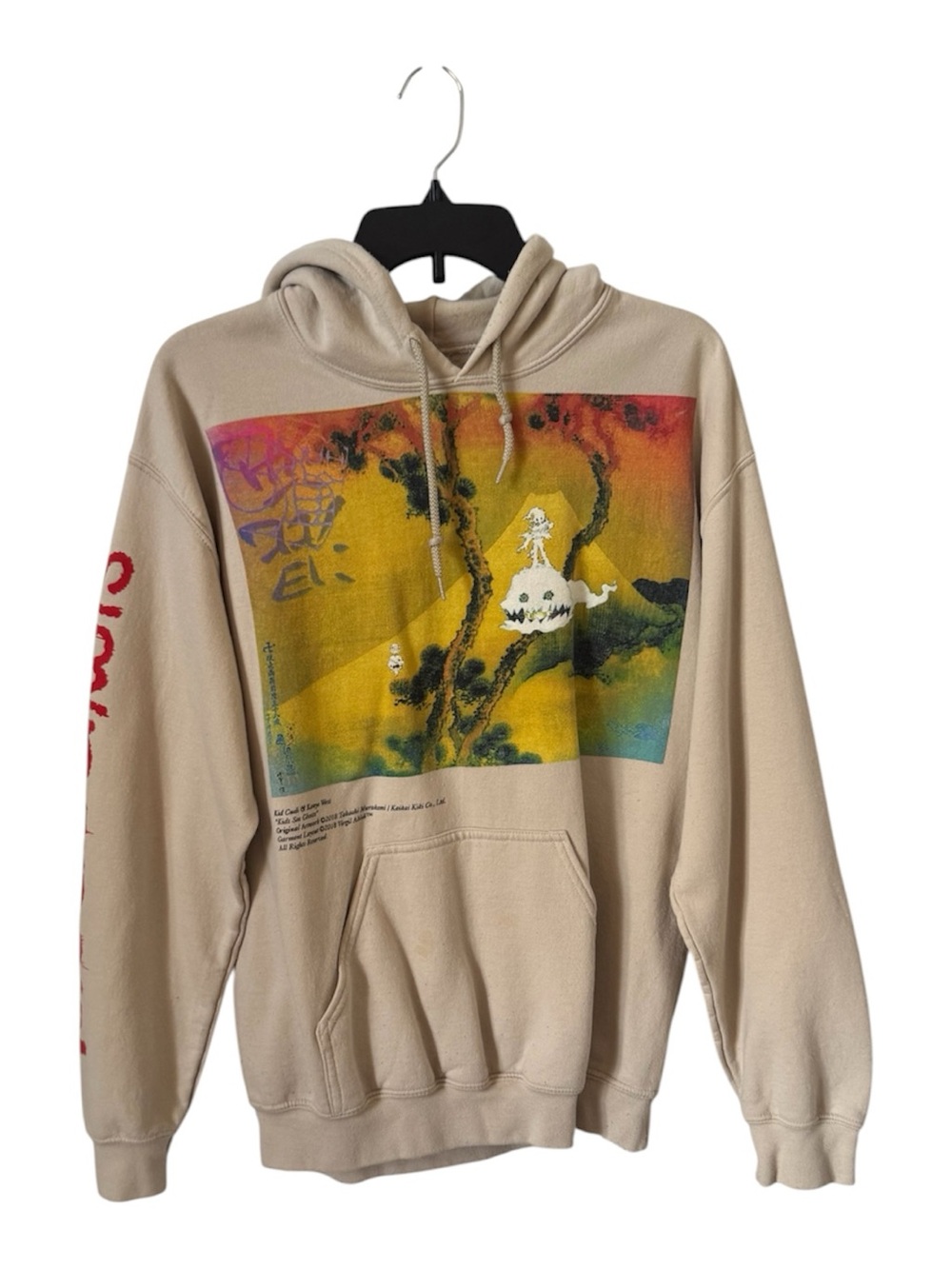 Kanye West Kids See Ghost Beige Graphic Hoodie Sweatshirt with Multicolor Print